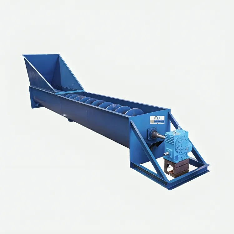 Heavy-duty industrial screw conveyor manufactured by IP Magnate for bulk material handling.